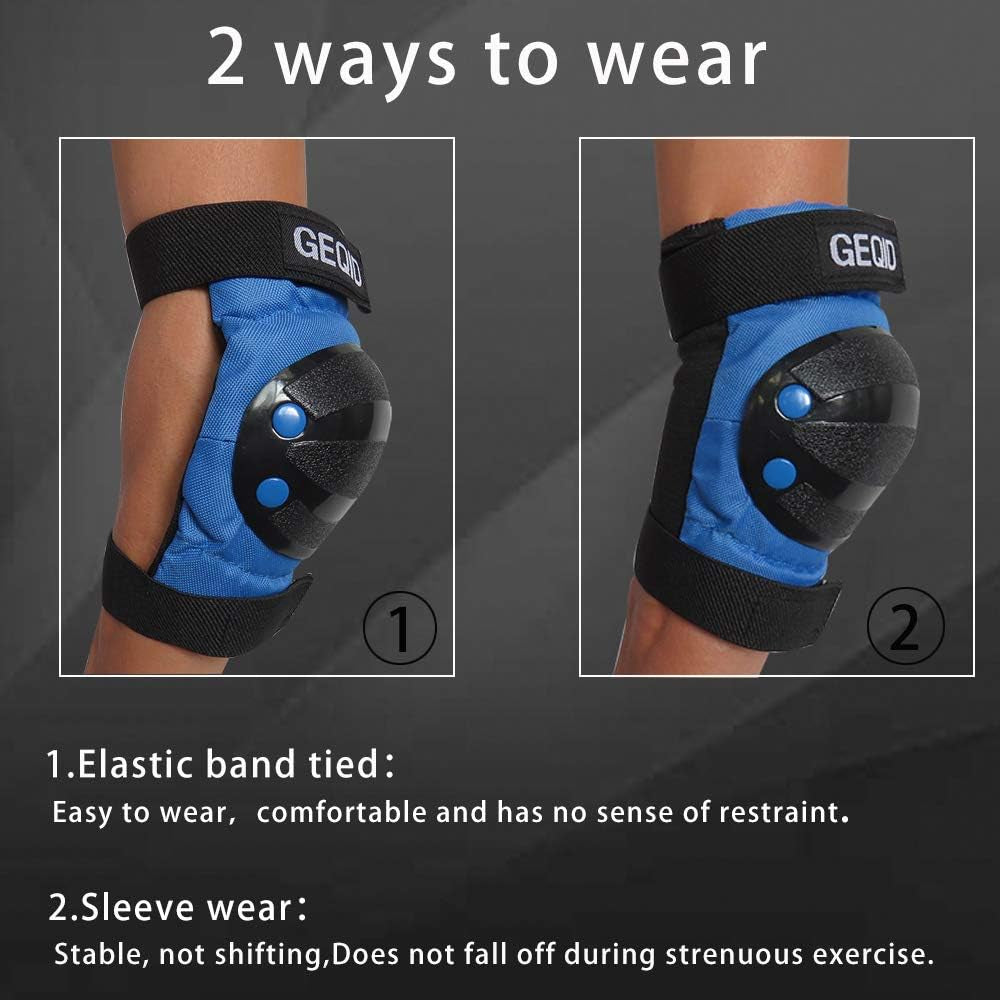 GEQID Adult/Youth Kids Knee Pads Elbow Pads Wrist Guards 3 in 1 Protective Gear Set for Skating Skateboard Inline Skates Rollerblade Bicycle Men or Women