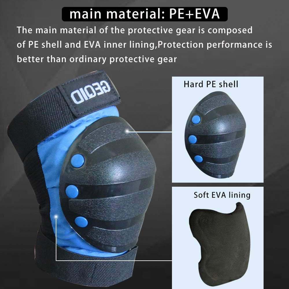 GEQID Adult/Youth Kids Knee Pads Elbow Pads Wrist Guards 3 in 1 Protective Gear Set for Skating Skateboard Inline Skates Rollerblade Bicycle Men or Women